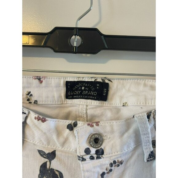 Lucky Brand White Floral Print Cropped Lolita Capri Jeans 6/28 summer boho - Picture 5 of 5